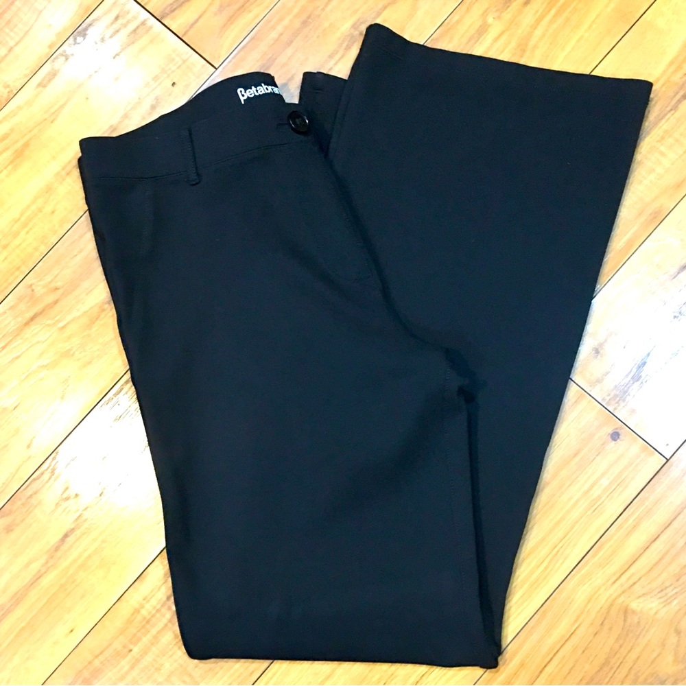 Betabrand black wide leg pants slacks trousers black stretch cotton larg…